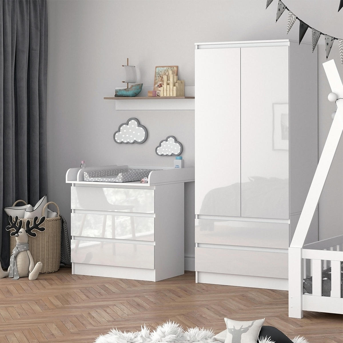 WICKELKOMMODE Emma Weiß 80 x 85.4 cm mit 3 Schubladen - Weiß, Holzwerkstoff (80/87/76cm) - Vicco