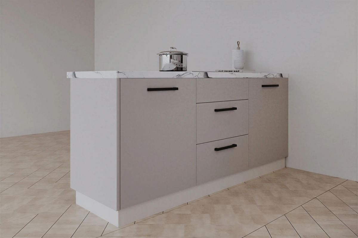KÜCHENZEILE KS25-G380 - Kendro & Morvex - Stilvolle Lösung für jede Küche - Beige, Holz (380/213.3/56cm) - ROYAL24_MARKT