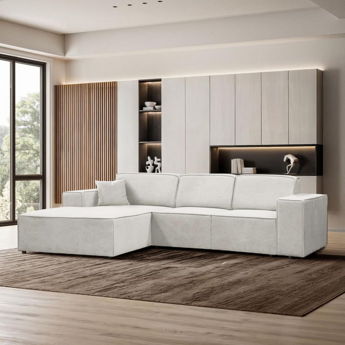 ECKSOFA ohne Schlaffunktion Pedro L beige links - Beige/Schwarz, Kunststoff/Textil (267/170cm) - Beautysofa