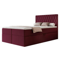 BOXBETT PONTI 120x200 cm Bordeaux (Samt) - mit 2 Bettkästen, Bonellmatratze und vertikaler Rautensteppung - Bordeaux, Holzwerkstoff/Textil (120/200cm) - Ravio