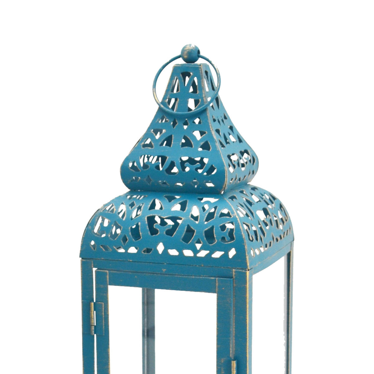 DEKORATIVES LATERNEN SET, 2 pieces Blau 15/15/39 cm - Blau, Metall (15/39/15cm) - Mobili Rebecca