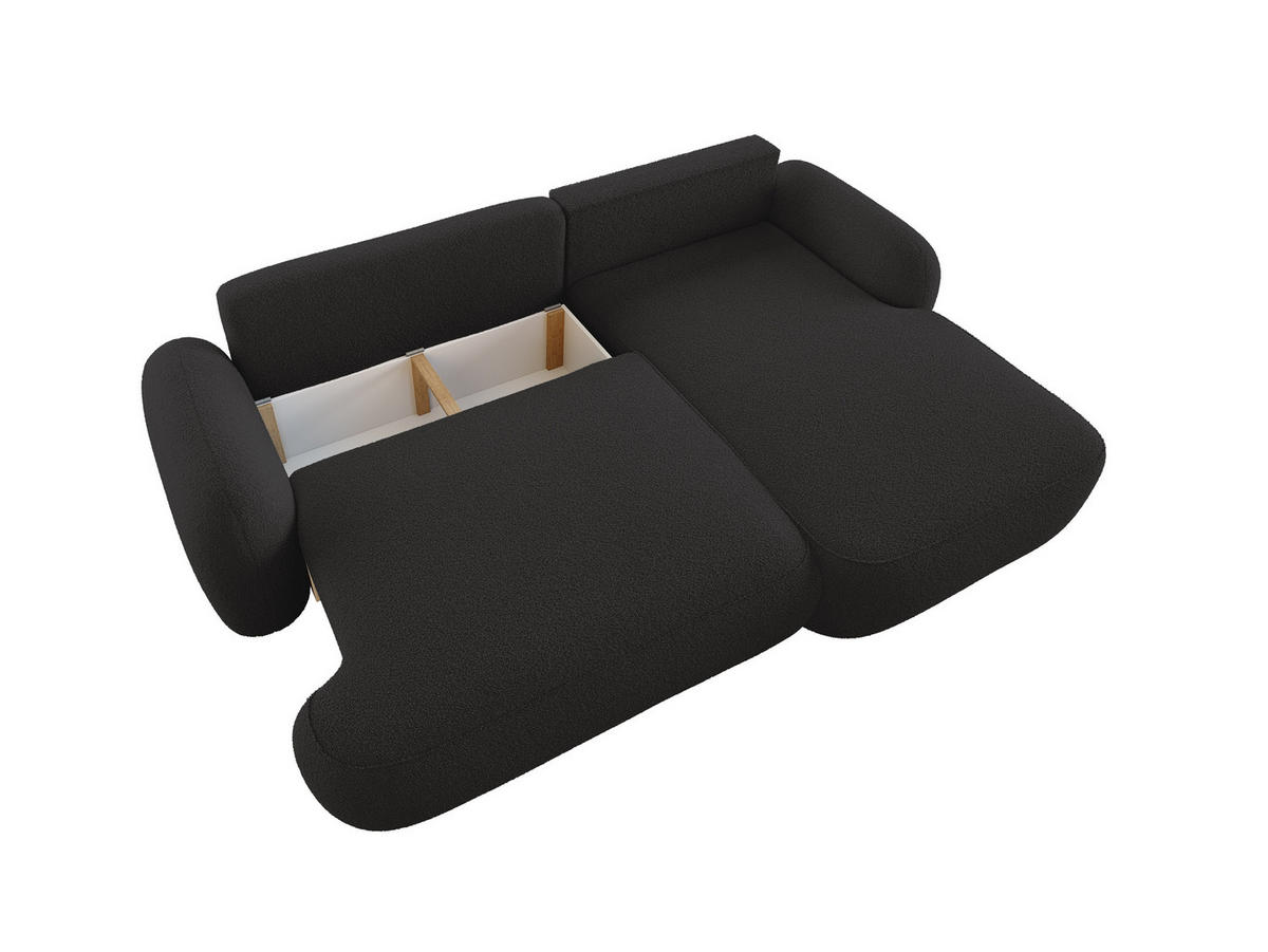ECKSOFA MIVARO Schlaffsofa Boucle Schwarz (RECHTS) - Schwarz, Textil (276/176cm) - Luxkor24