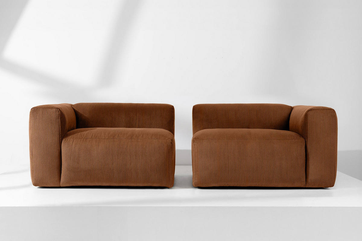 2,5-SITZER-MODULSOFA BUFFO mit extrem weicher und bequemer Sitzfläche, Kordstoff, ore - Orange, Textil (250/73/96cm) - KONSIMO®