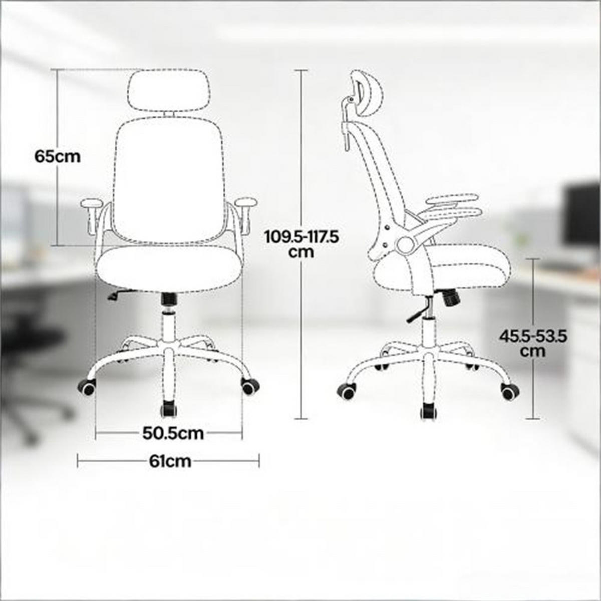 DREHSTUHL Ergonomisch Beige, Metall & Mesh, drehbar & rollbar, 63,5 x 47 x 117,5 cm - Weiß, Metall (63.5/117.5/47cm) - Albatros