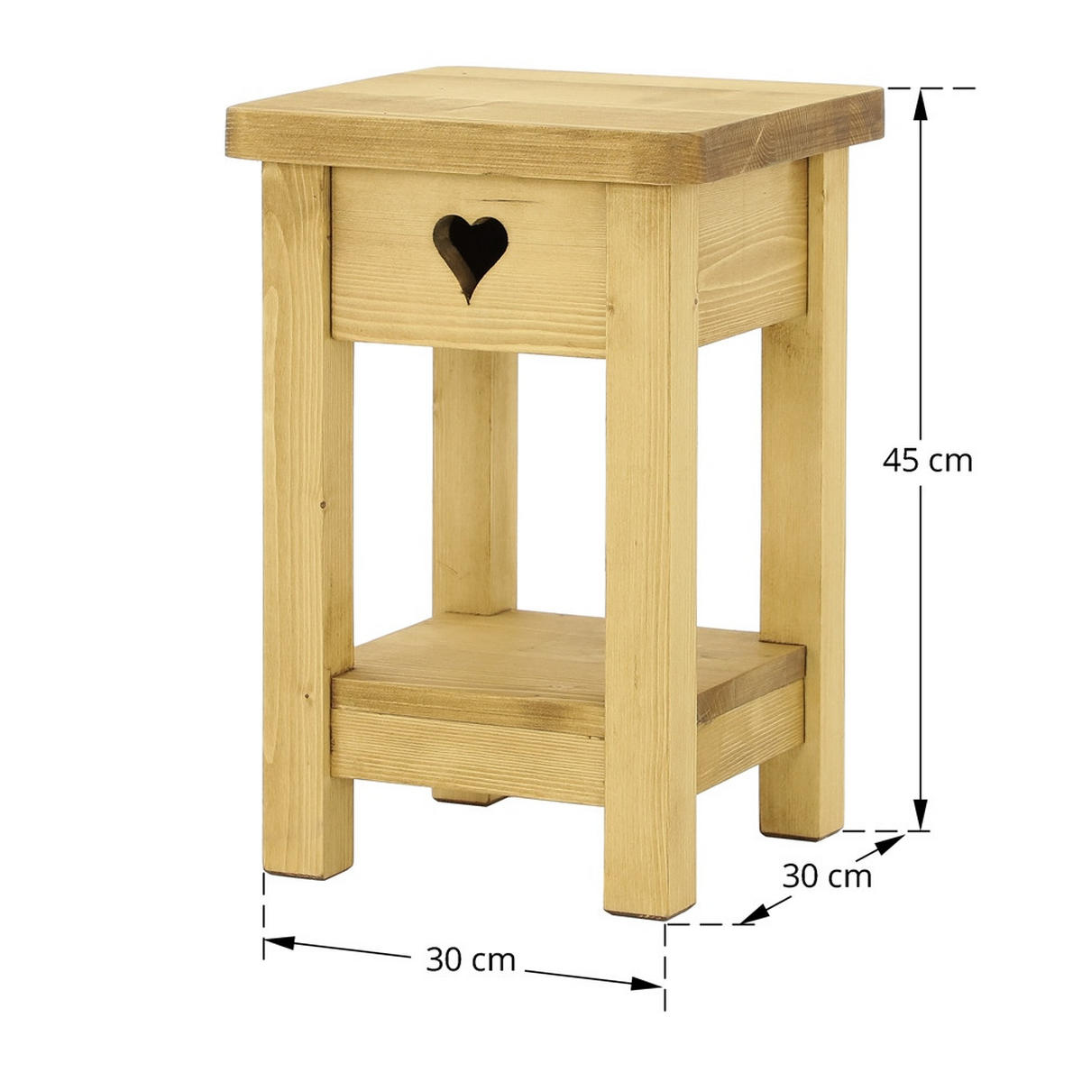 NACHTTISCH aus Massivholz MEXICANA - Honig, Holz (30/45/30cm) - Seart