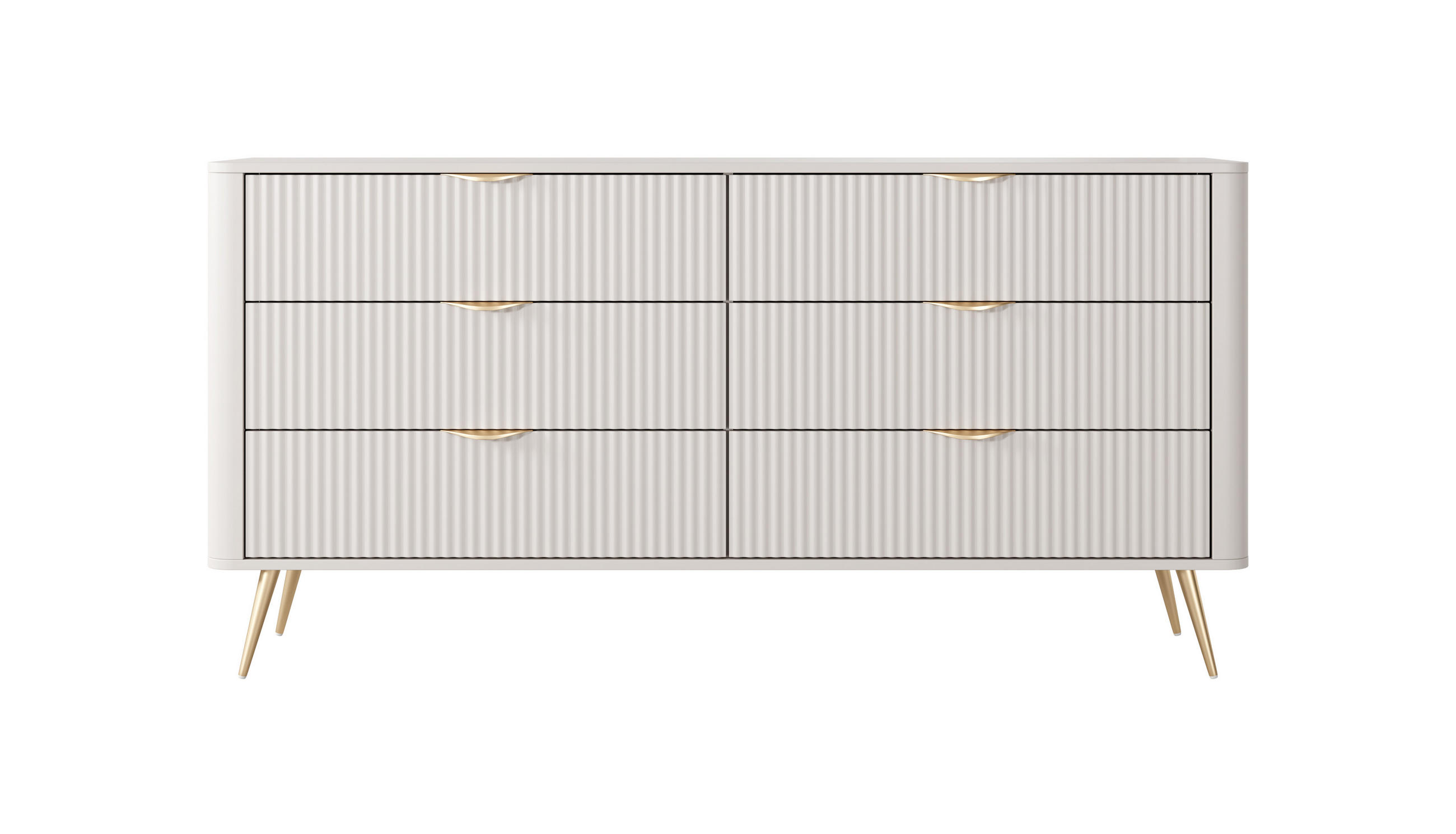 KOMMODE: 6 Schubladen, Kaschmir, goldene Beine, 163,2 x 81,2 x 38 cm - Kaschmir, Holzwerkstoff (163.2/81.2/38cm) - 3XE LIVING