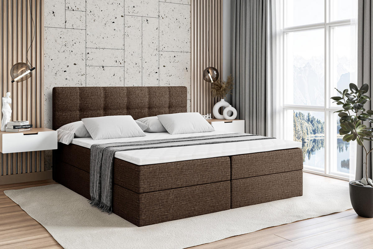 BOXBETT mit Matratze H3 und Lattenrost - MARCE - 160x200 Braun - Braun, Holzwerkstoff (160/200cm) - ALTDECOR