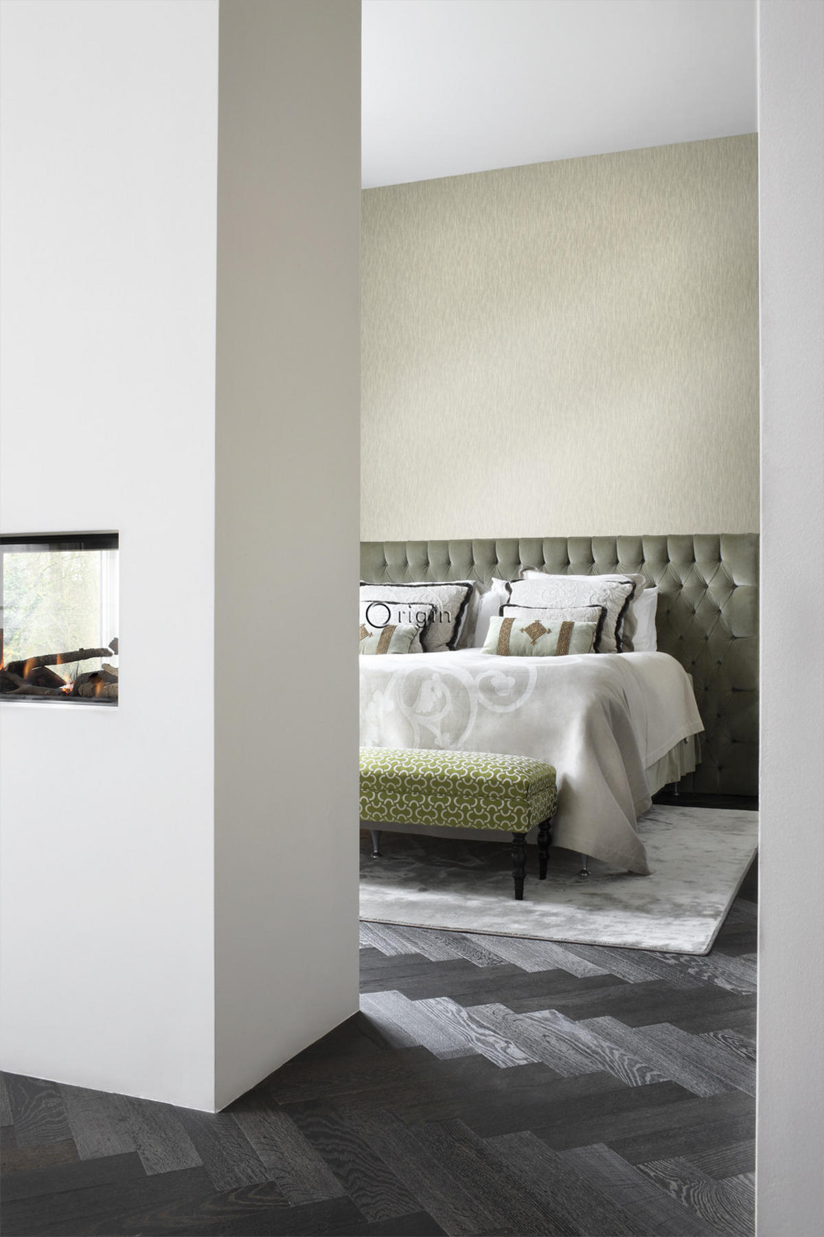 TAPETE 3D Grasmuster Leinen-Optik 53 cm x 10.05 m - Gelb, Papier (53/1000cm) - Origin Wallcoverings