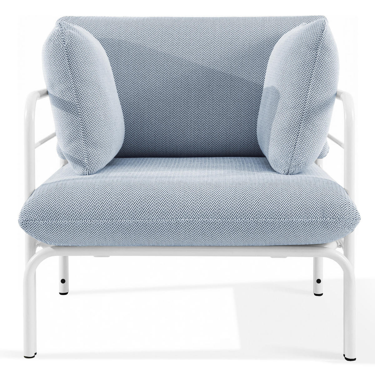GARTENMÖBELSET RAMBE 4-tlg. 1x Tisch 2x Sessel 1x Sofa 2-Sitzer, mit Kissen, LOFT-STIL, Weiß - Weiß/Hellblau, Glas/Textil - KONSIMO®