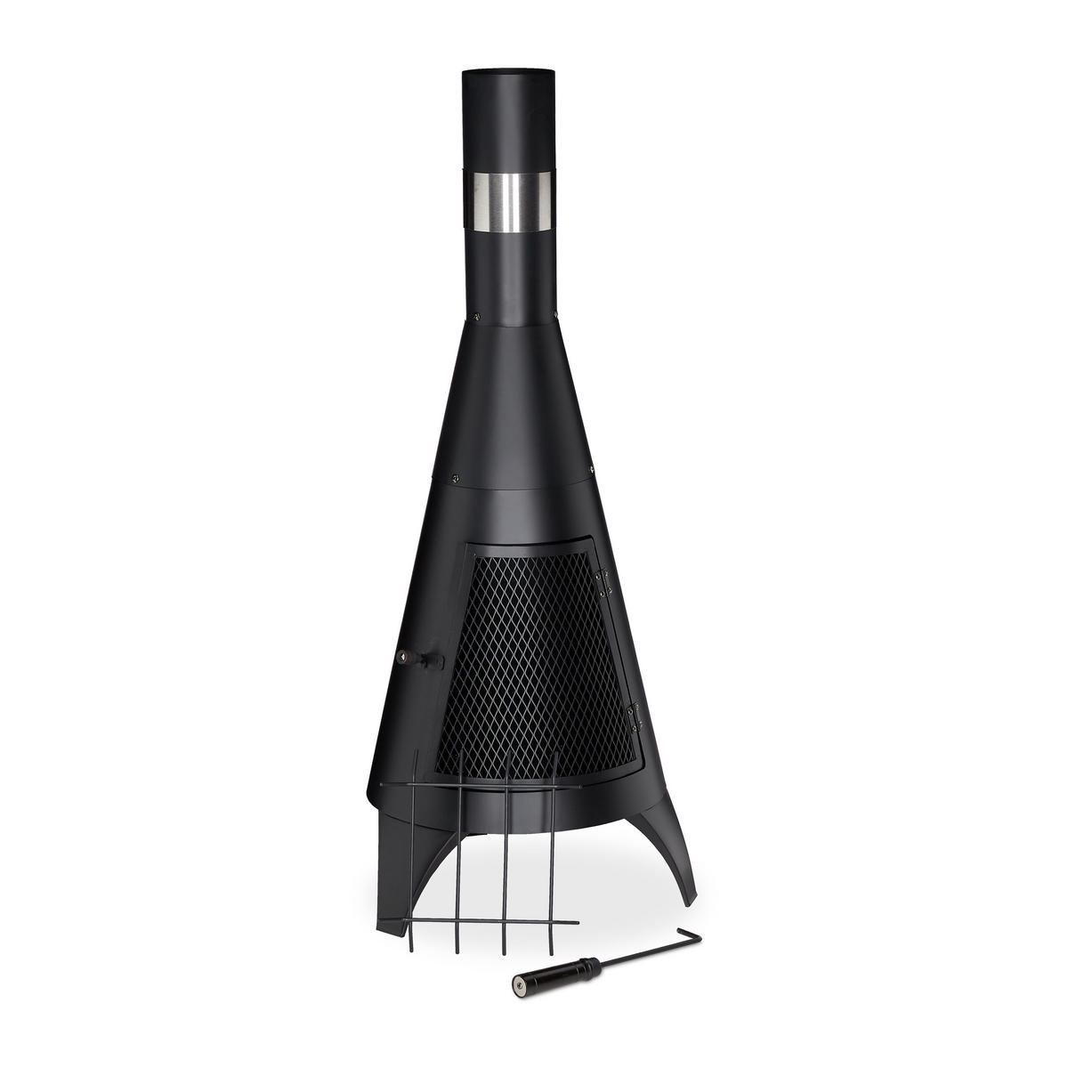 TERRASSENOFEN - Schwarz, Kunststoff/Metall (45/120/45cm) - Relaxdays