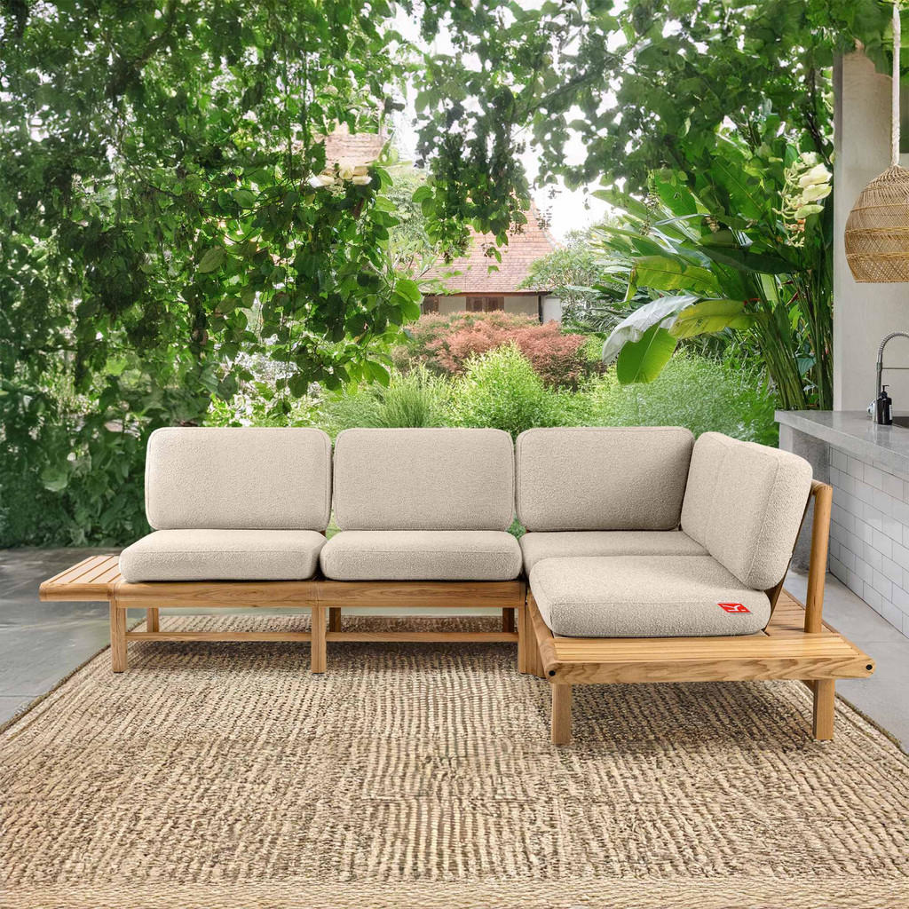 Thumbnail - Konsimo® Loungesofa, Creme, Holz, Textil, 245x74x175 cm, Loungemöbel, Gartensofas