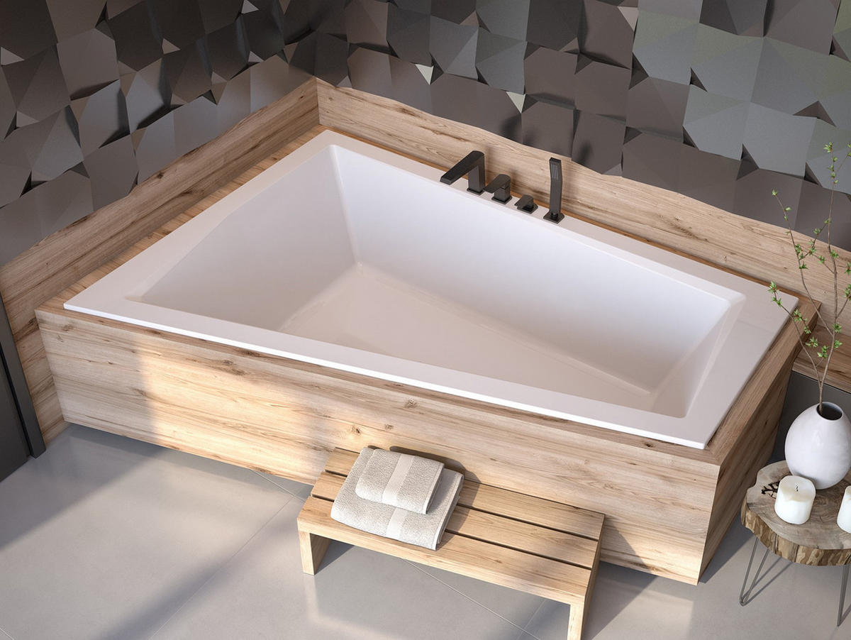 BADEWANNE Eckwanne INTIMA SLIM 170/125 Links mit Styro Ablauf Füße - Weiß, Kunststoff (125/55.5/170cm) - bad land