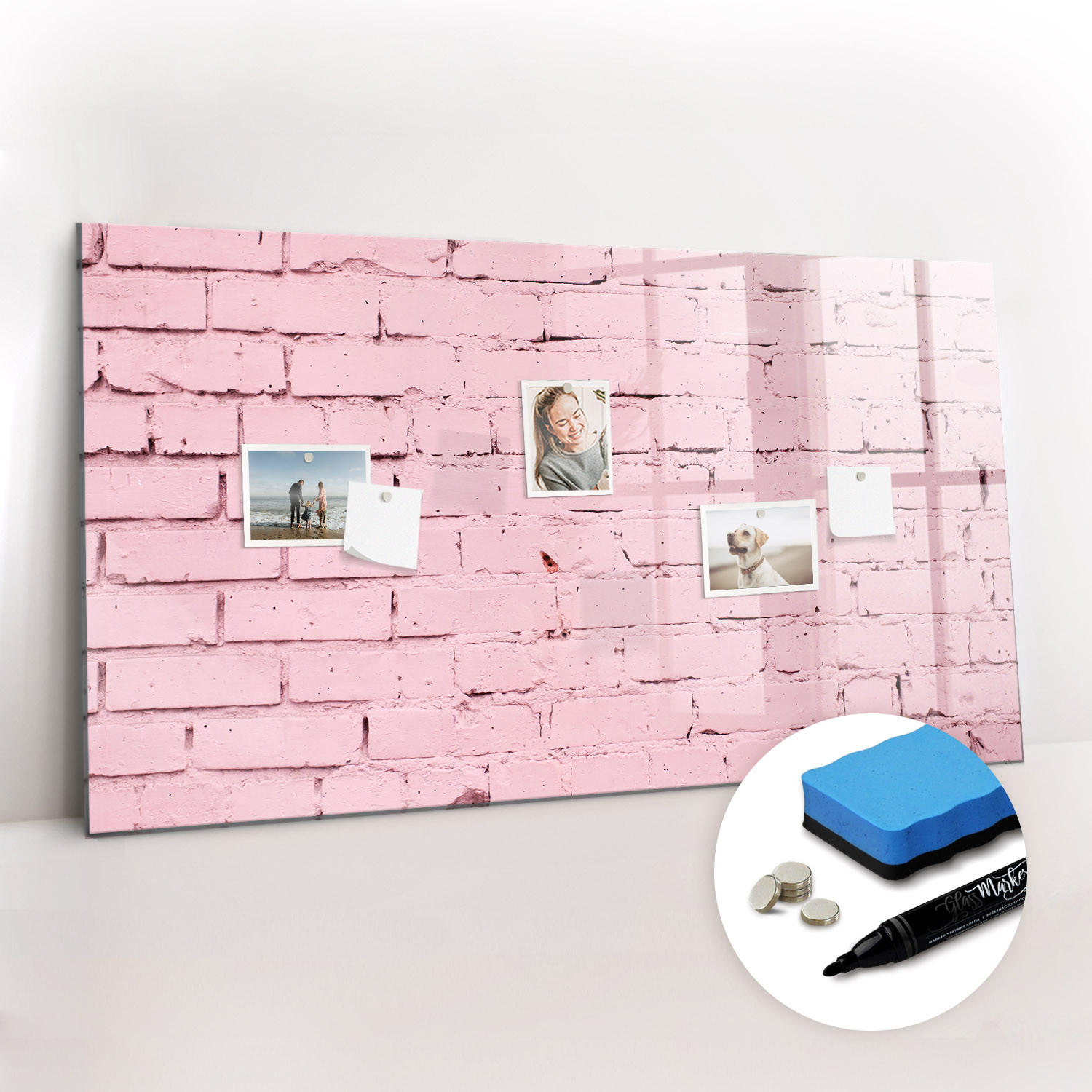 Tulup Magnettafel Pink 120x60x0.4 cm