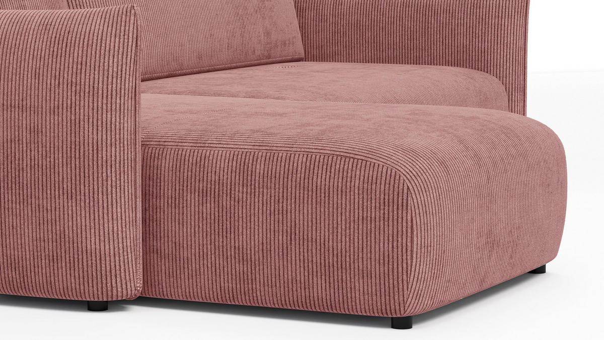 ECKSOFA TAUER 3-Sitzer rechts, altrosa - Schwarz/Altrosa, Holz/Textil (248/173cm) - Courtois Laville
