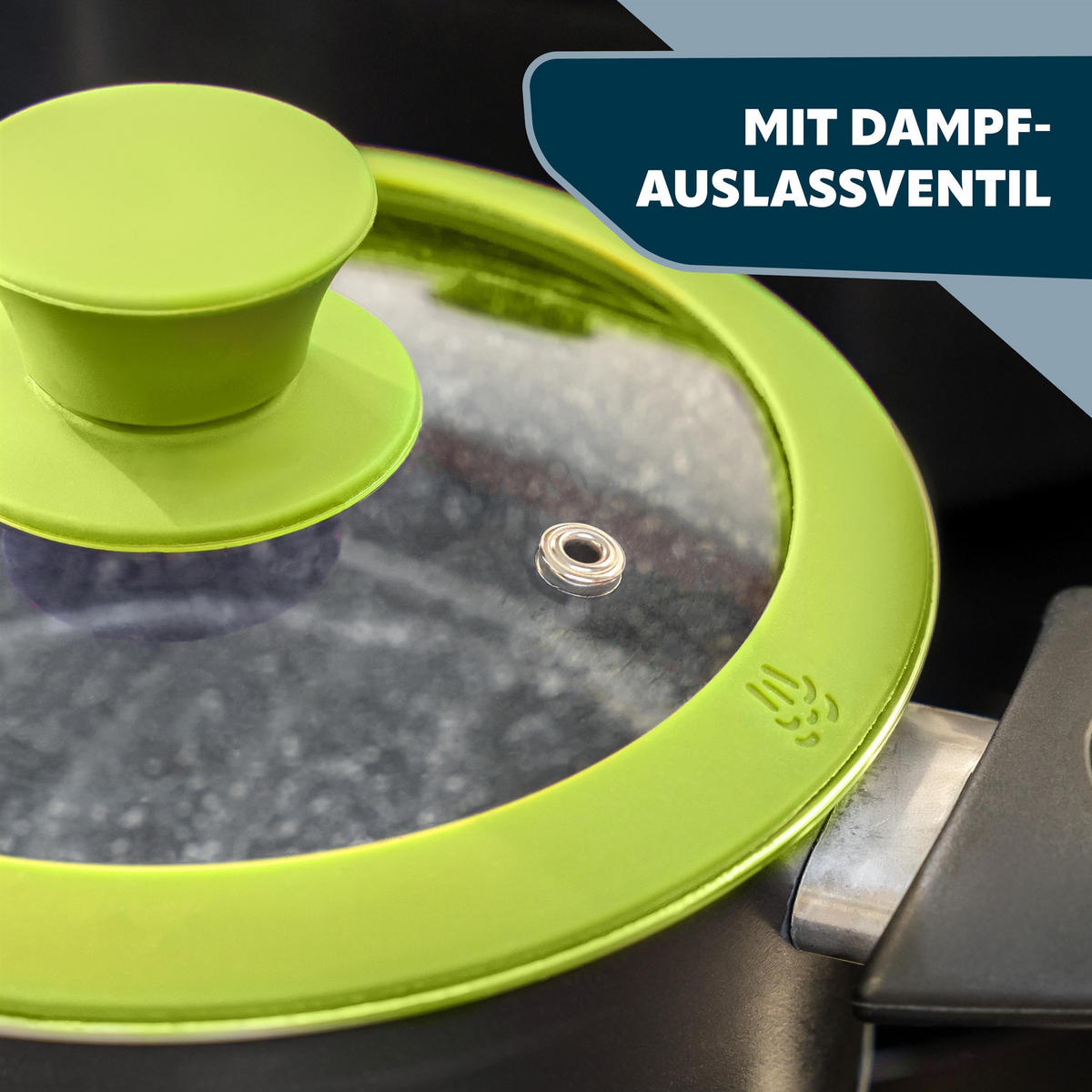 GLASDECKEL mit Silikonrand 20 cm grün - Grün, Glas (20/20/4cm) - bremermann