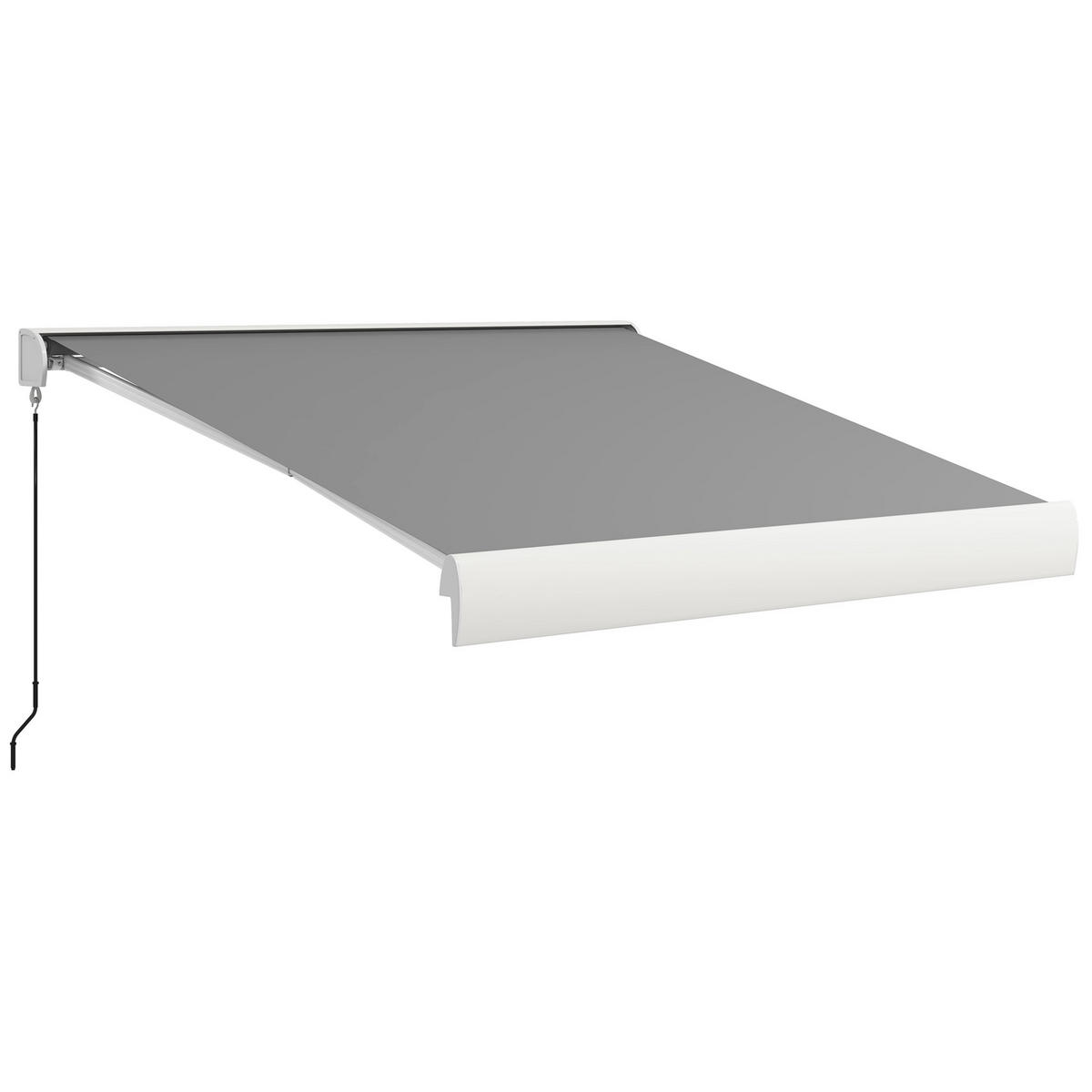 MARKISE, elektrisch/manuell ausfahrbar, Vollkassette, Fernbedienung, Aluminiumrahmen, 3 x 2,5 m, Hellgrau - Hellgrau, Metall (295/150/250cm)