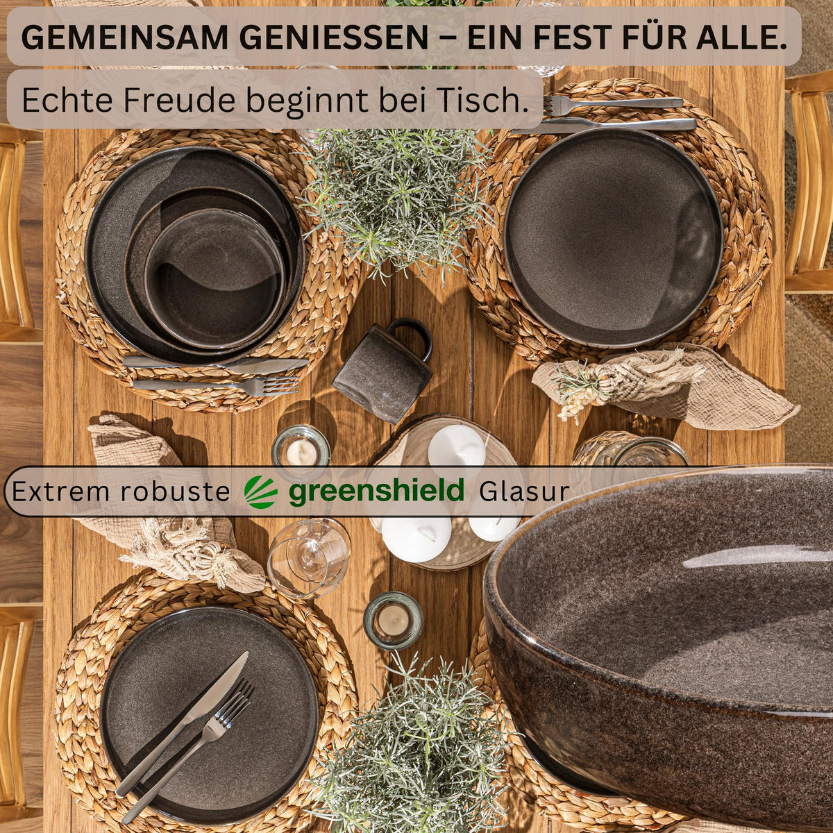 PASTASCHALEN SET KAIRO GRAPHIT - 4 teilig aus Steingut - Braun, Keramik (26.5cm) - Sänger
