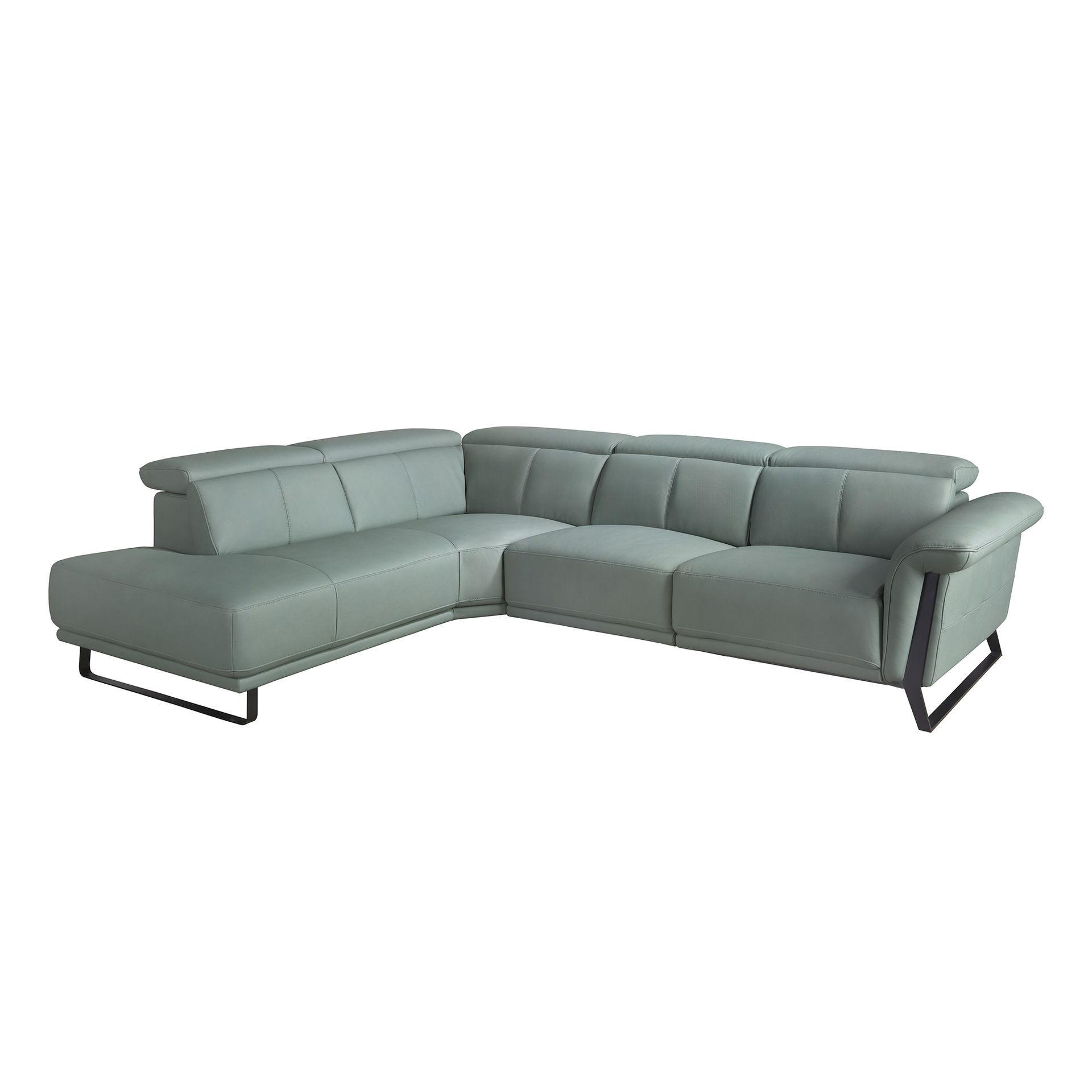 ECKSOFA Relax-Ecksofa links in türkisgrünem Leder 306/229/97 cm - Türkis/Schwarz, Leder/Metall (306/229cm) - ANGEL CERDA