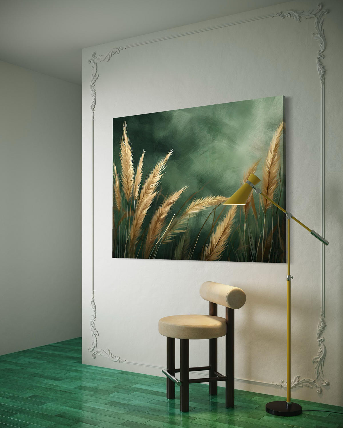 WANDBILD botanik natur gras - Grün, Textil (60/40cm) - Feeby