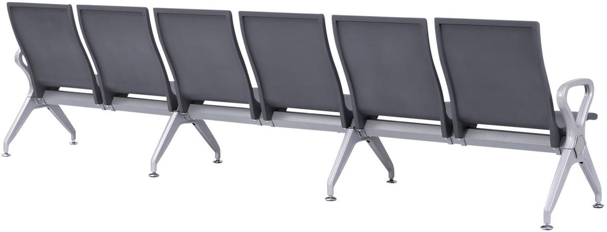 WARTEBANK Erik 6-Sitzer 338x59x89cm Kunststoff Grau Sitzbank - Grau, Kunststoff (338/89/59cm) - DELUKE