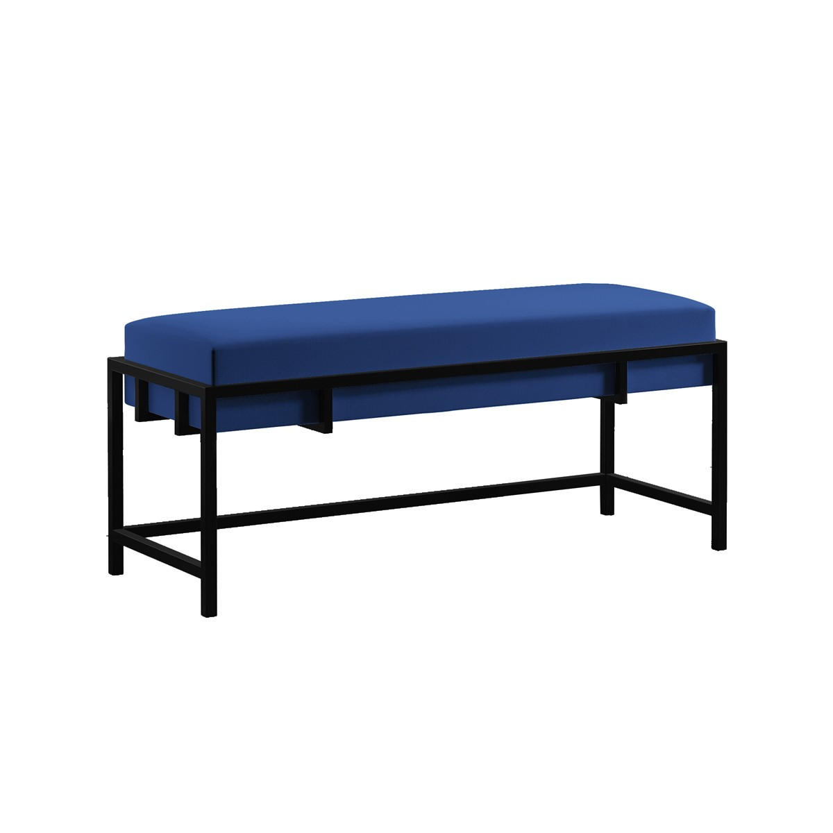 POLSTERBANK LAMO 80 cm Dunkelblau, Schwarzes Gestell - Schwarz/Dunkelblau, Textil/Metall (80/45/35cm) - Bettso