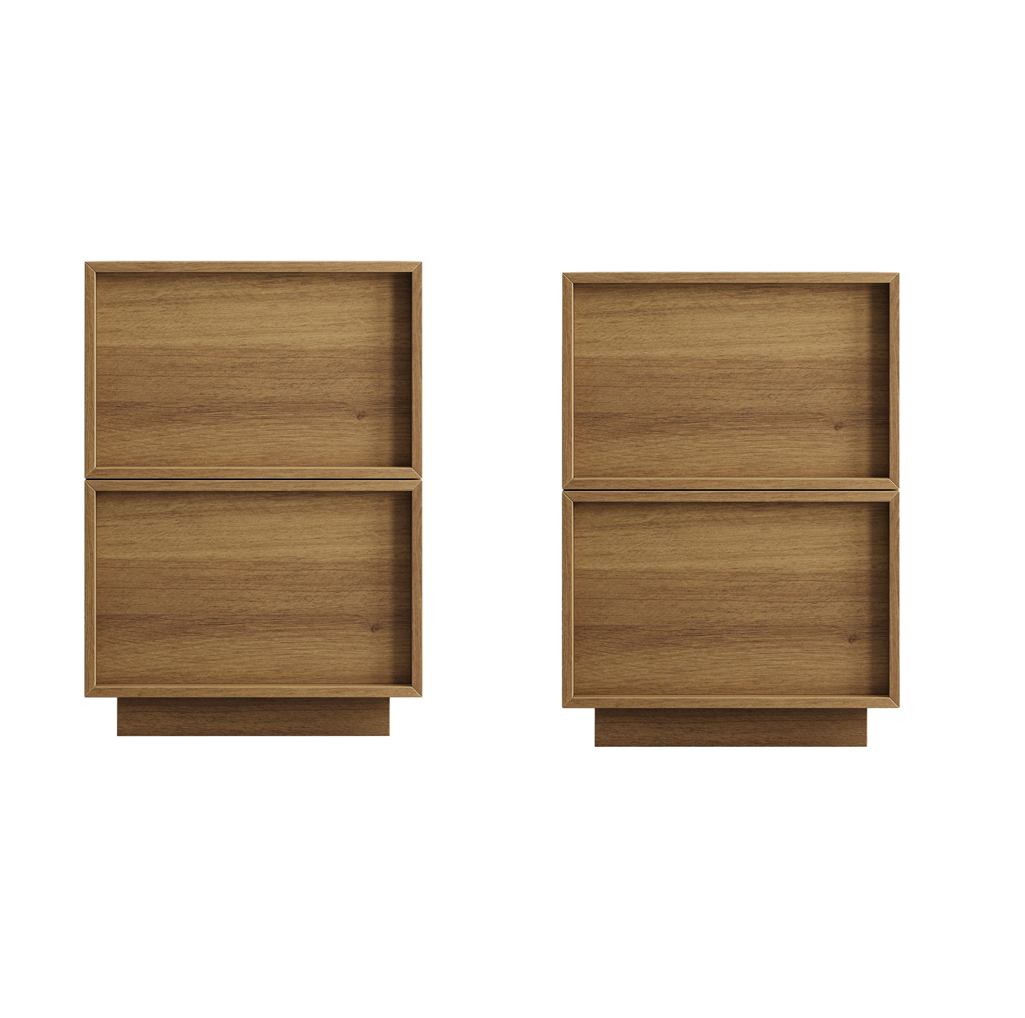 NACHTTISCH 38/48/50 cm mit 2 Schubladen, griffloser Front und viel Stauraum, Eichefarben - Braun, Holzwerkstoff (45/54/38cm) - Redom