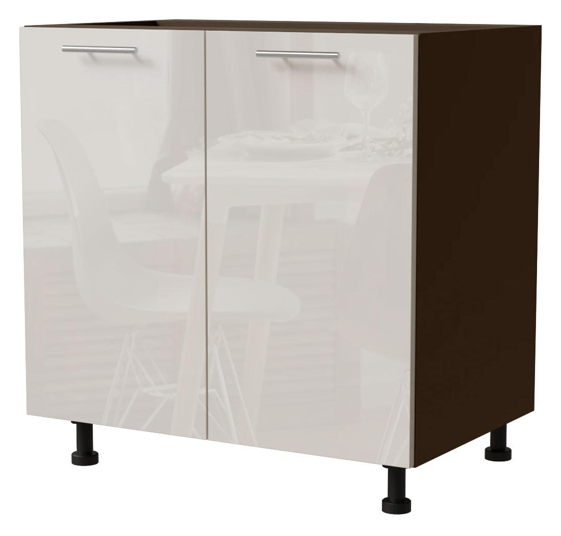 Feldmann-Wohnen Unterschrank Creme, Dunkelgrau 80x82x50 cm