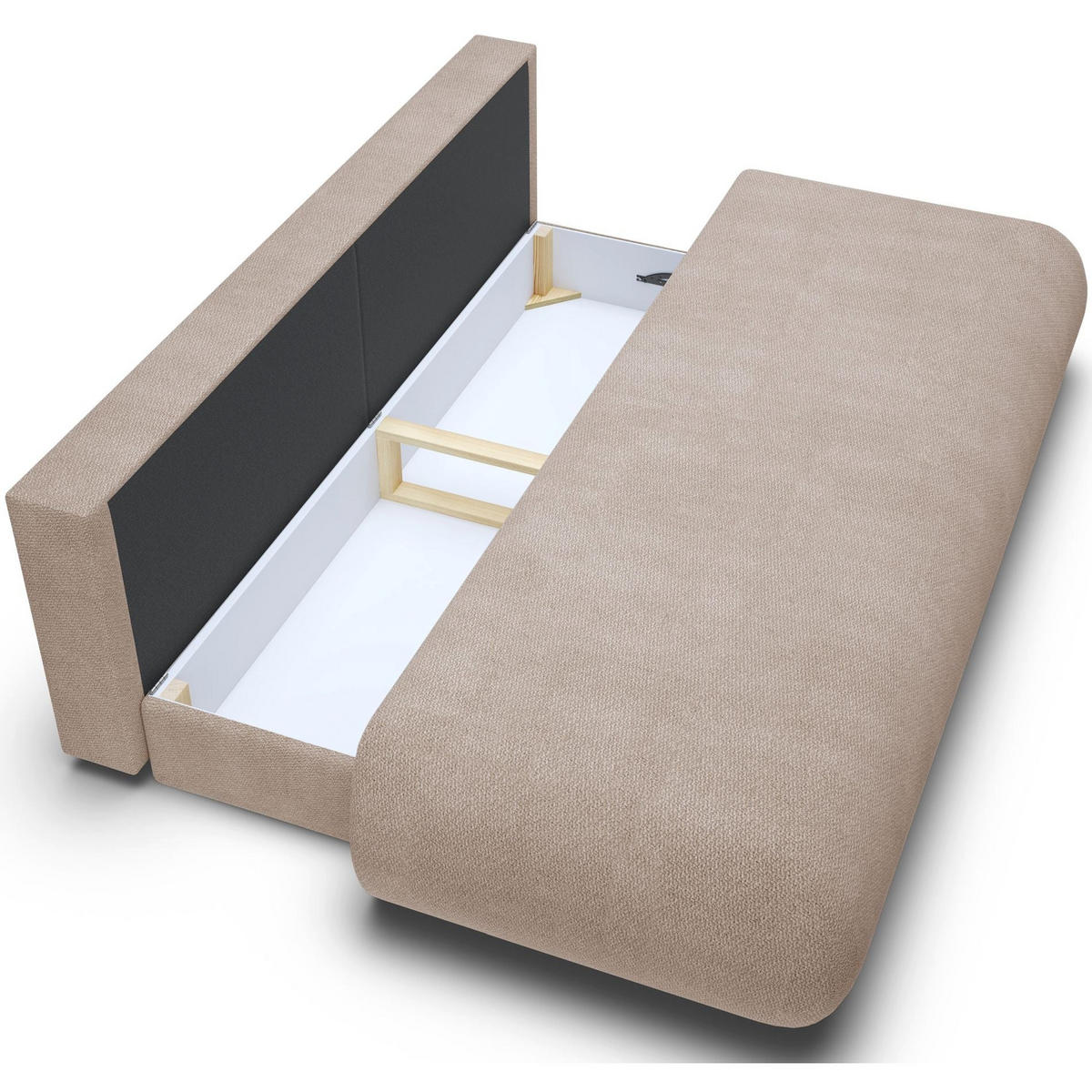 3-SITZER SCHLAFSOFA Beige Chenille - Beige/Schwarz, Kunststoff/Textil (214/74/100cm) - Selsey