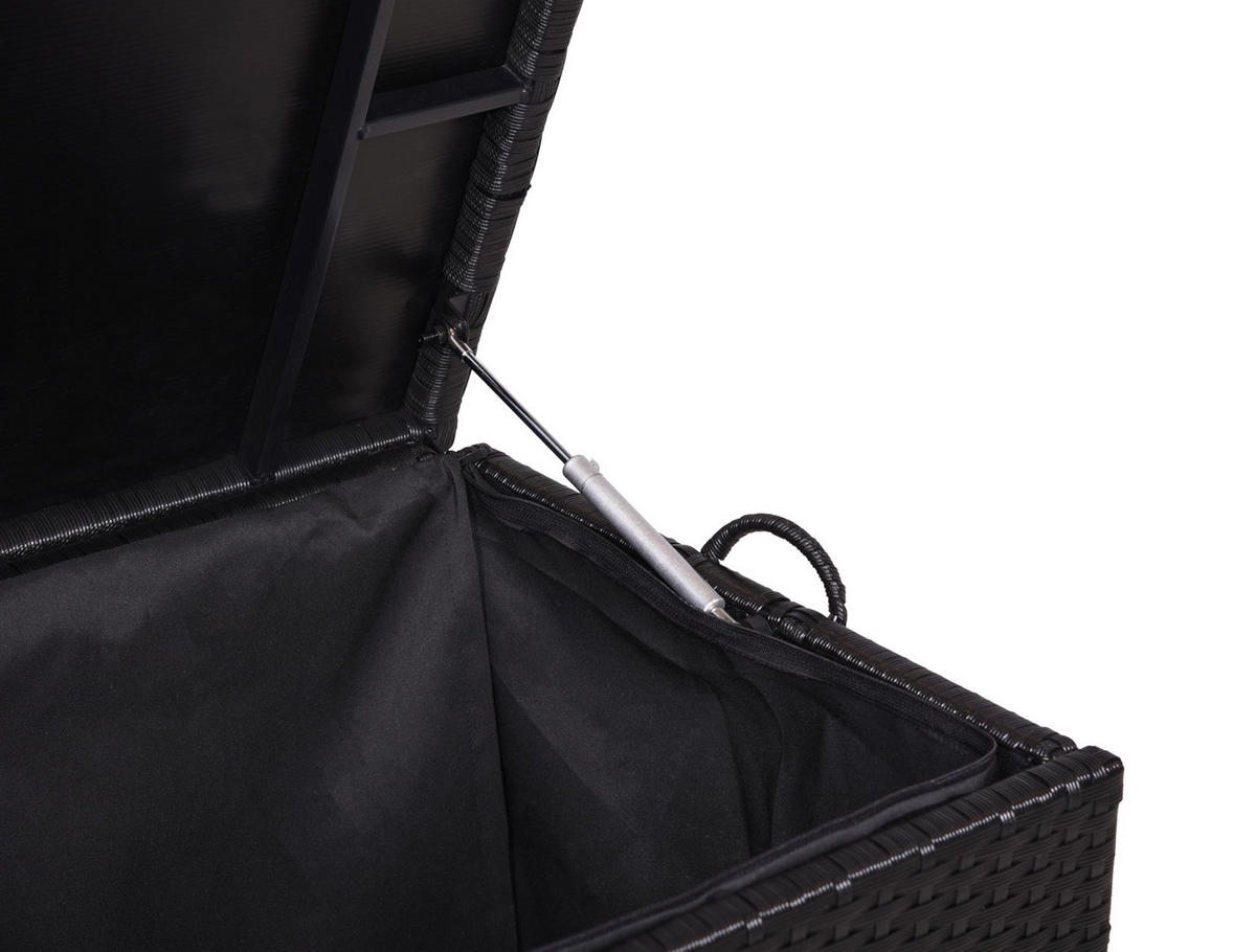 AUFLAGENBOX Vera Schwarz Polyester Gartenbox Kissenbox Outdoor - Schwarz, Kunststoff (50/60/120cm) - DELUKE