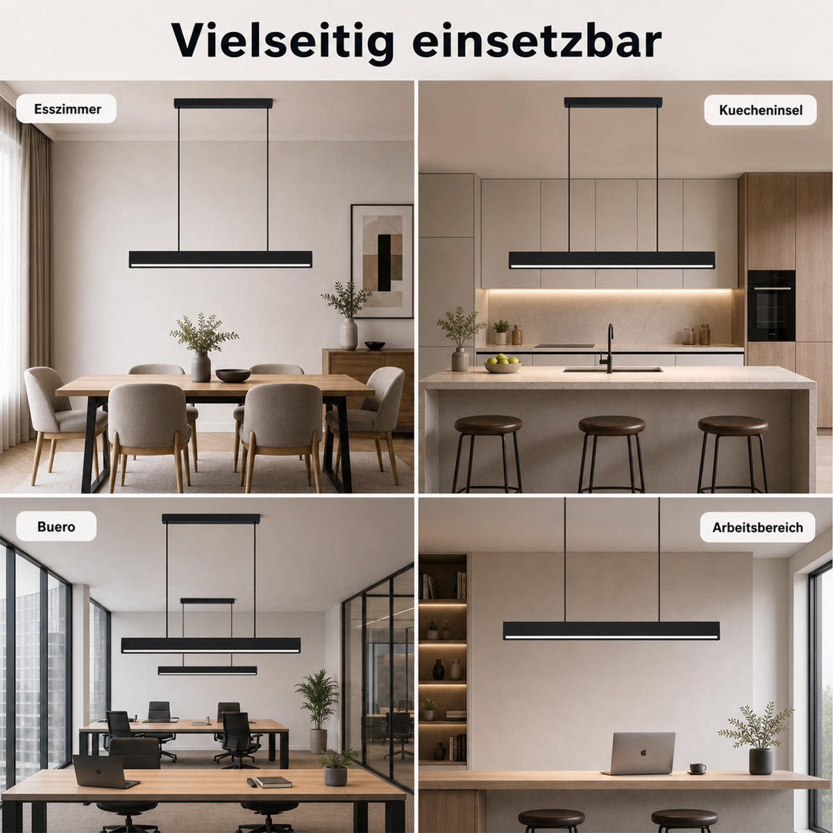 LED PENDELLEUCHTE Fyrith 106.7/7.5/161 cm - Schwarz, Kunststoff/Metall (106.7/7.5/161cm) - ZMH