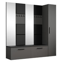 GARDEROBENSCHRANK MODULO 201,2/204/40 cm Modern Garderobe-Set Grau - Schwarz/Grau, Holzwerkstoff (201.2/204/40cm) - MASSENO