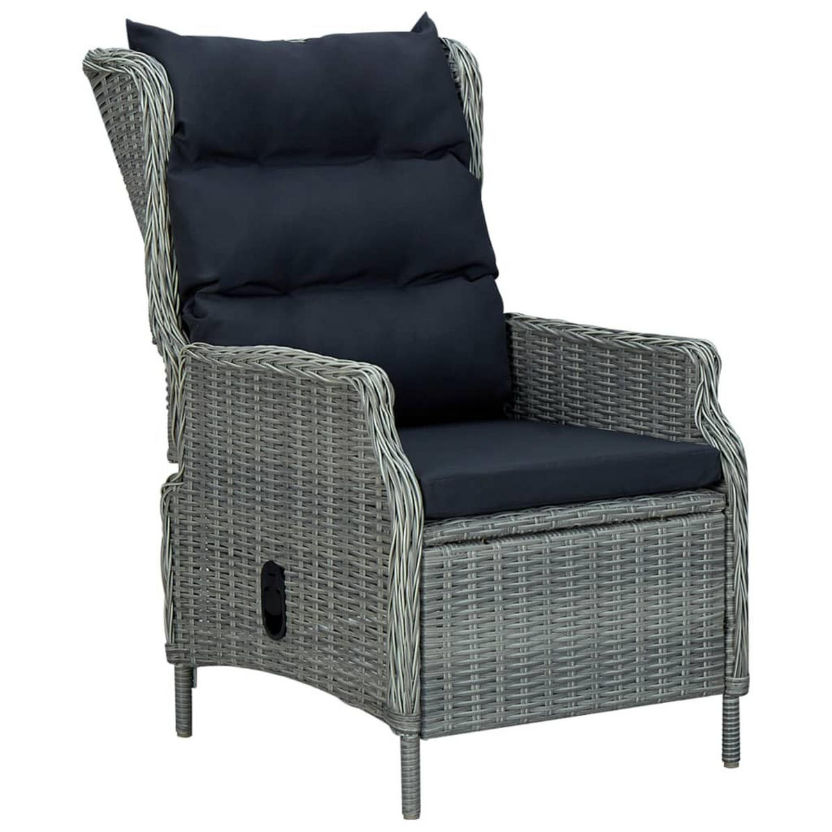 GARTENSESSEL mit verstellbarer Rückenlehne und Fußhocker, 57/88/100 cm, aus Poly Rattan, Hellgrau - Hellgrau, Naturmaterialien/Textil (88/100/57cm) - vidaXL