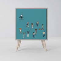 SIDEBOARD COLLECTIVE STREAM, Grau, 57,5x42x77,5 cm, Schräge Buchenholzfüße - Buchefarben/Multicolor, Holzwerkstoff/Buchenholz (57.5/77.5/42cm) - SpaceRebels