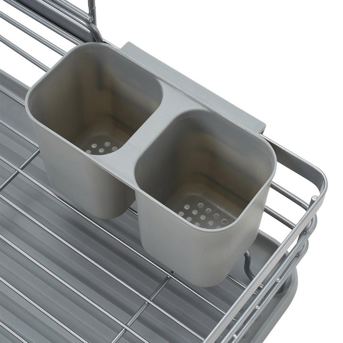GESCHIRRABTROPFGESTELL Zweistufiges aus Eisen, PP in Silbergrau Schnelleres Trocknen Leicht zu montieren 43 x 32 x 27 cm - Silberfarben, Metall (43/27/32cm) - Livingandhome