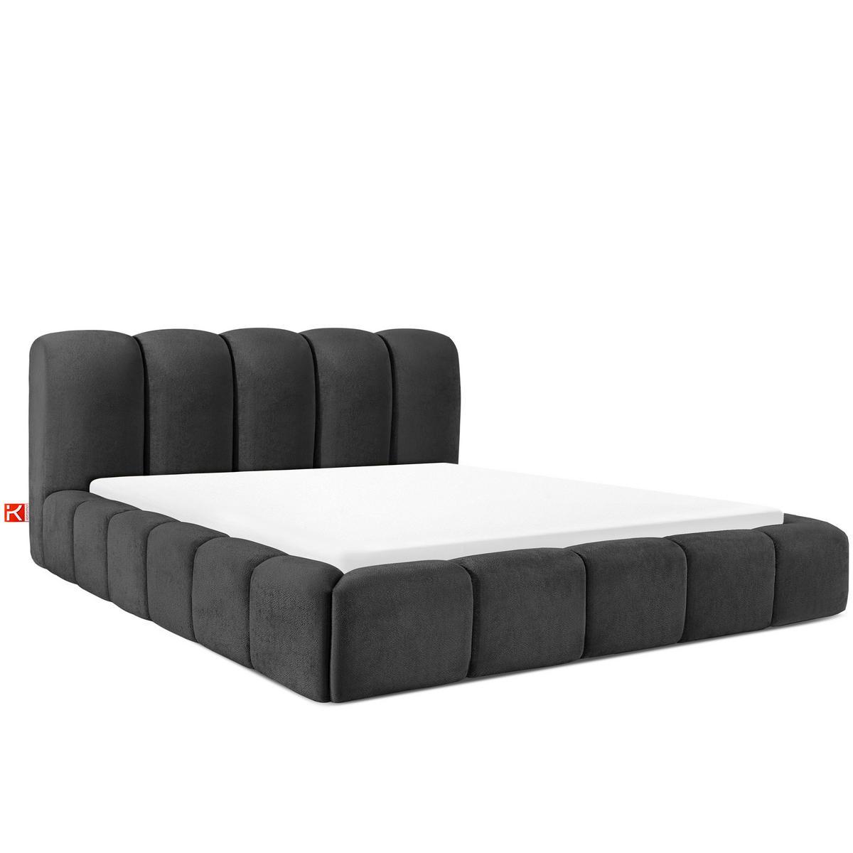 POLSTERBETT MERIDE Chenille, Anthrazit - Anthrazit/Schwarz, Holz/Textil (200/200cm) - KONSIMO®