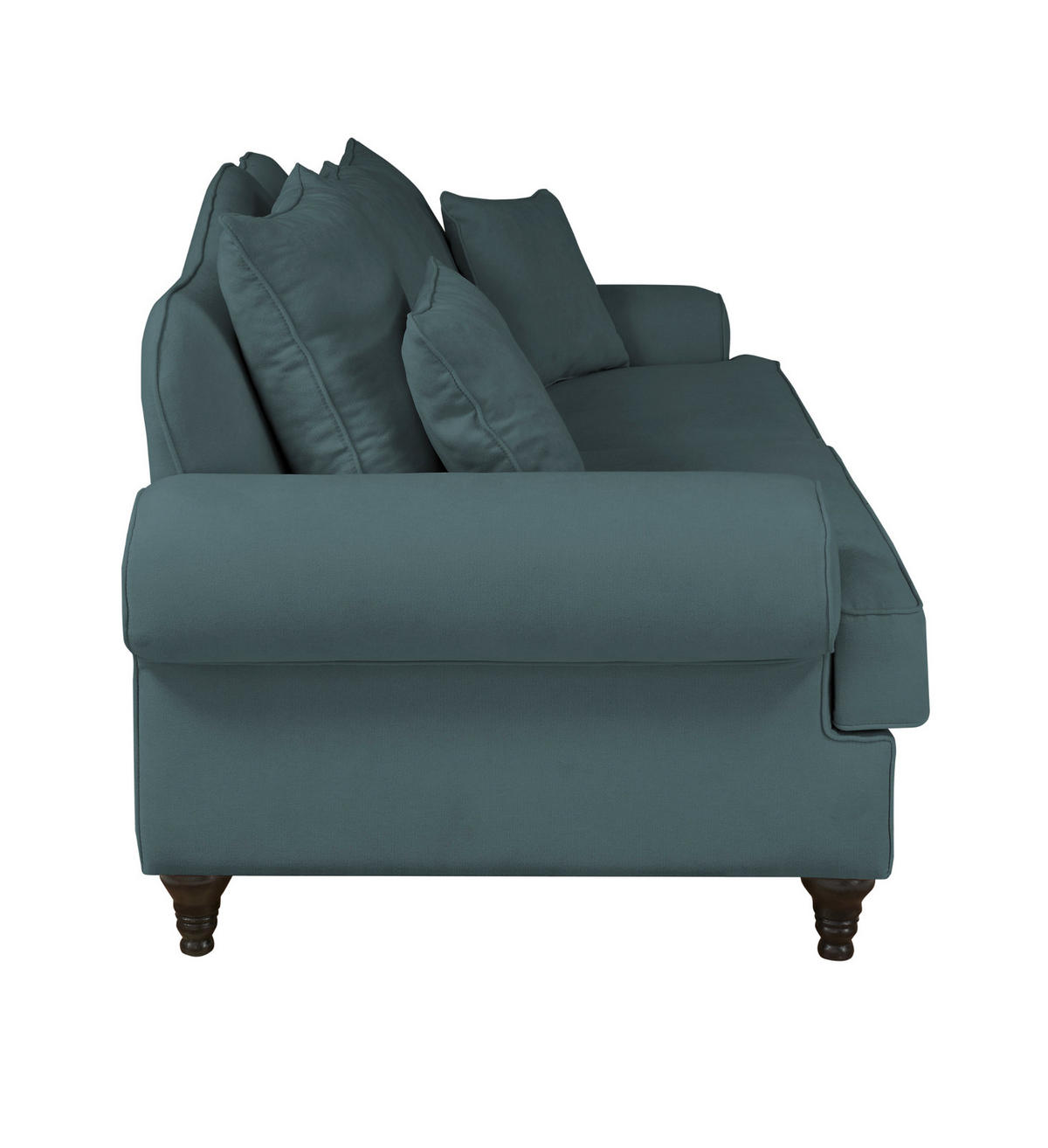 SOFA blaugrün Landhaus, Couch 3-Sitzer 200 cm - Dunkelgrün, Holz/Textil (200/95/100cm) - Furn.Design