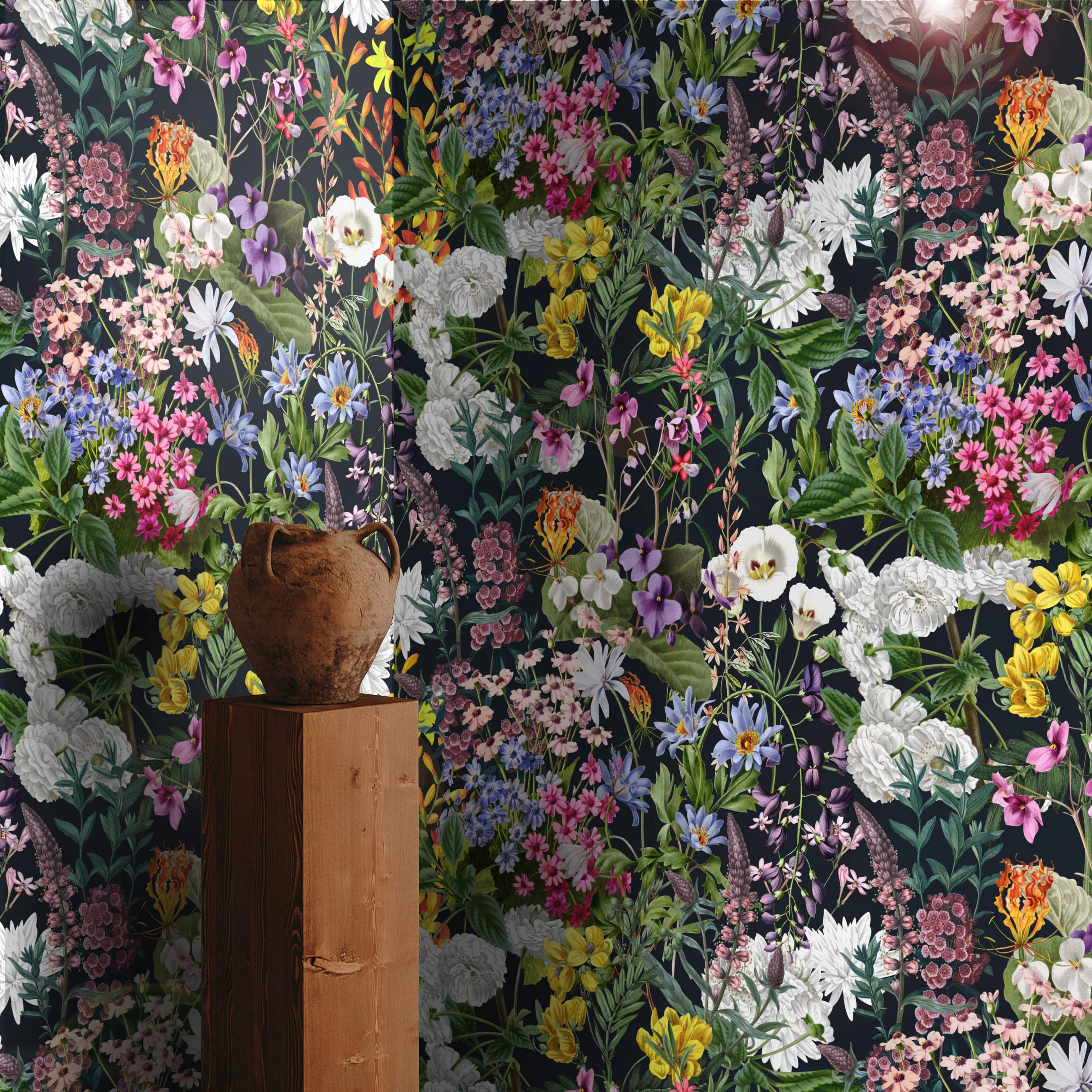 TAPETE Blumen aus echtem Papier, 200x280cm, 8 Bögen - Pink, Papier (200/280cm) - WALLPAPERS4BEGINNERS