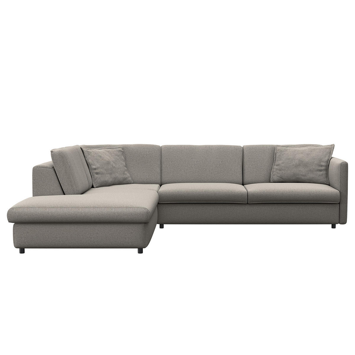 ECKSOFA mit Ottomane - Schwarz/Grau, Kunststoff/Textil (328/272cm) - home24