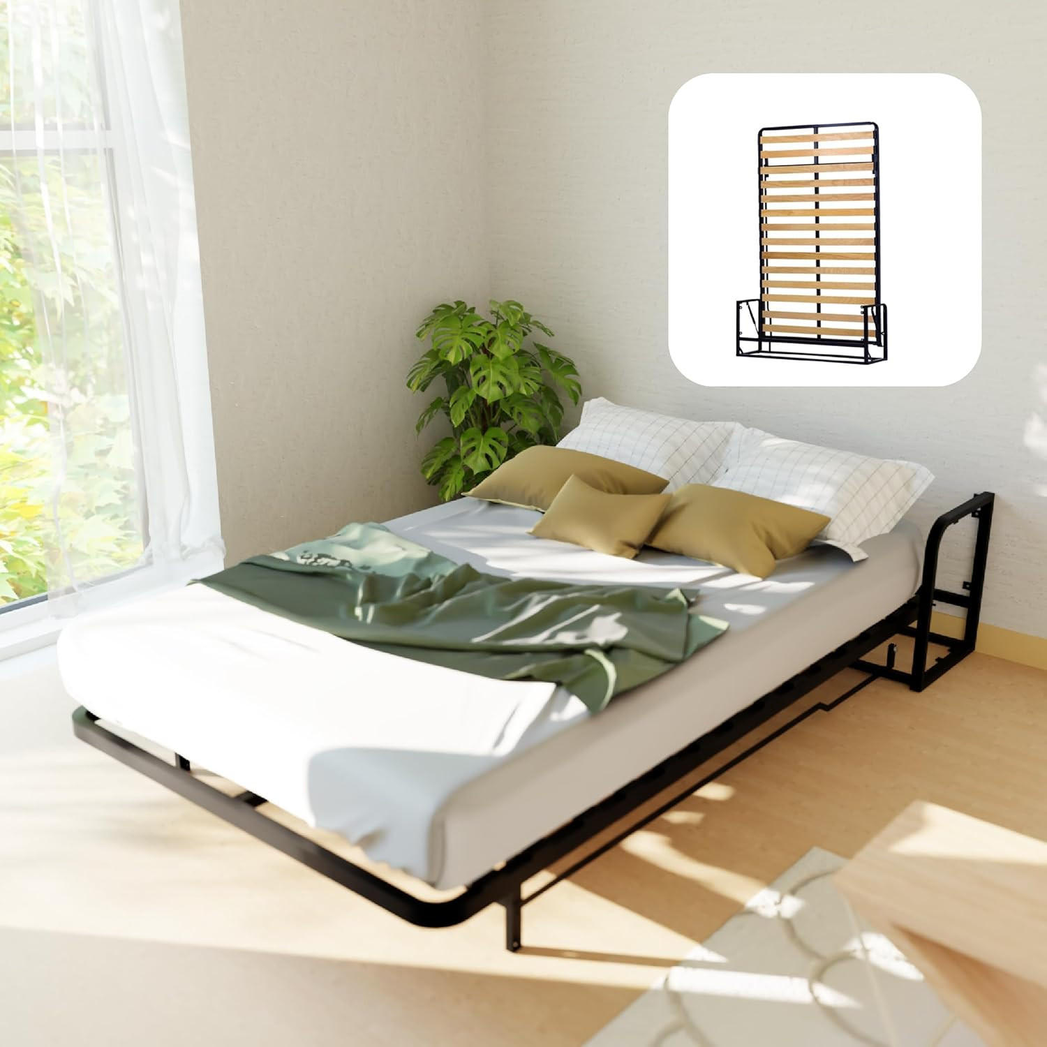 WallBedKing Wandbett Schwarz 120x200 cm