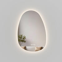 BADSPIEGEL asymmetrisch mit LED-Beleuchtung, Antibeschlag, 65/45/2,5 cm - Transparent, Glas (65/45/2.9cm) - EMKE