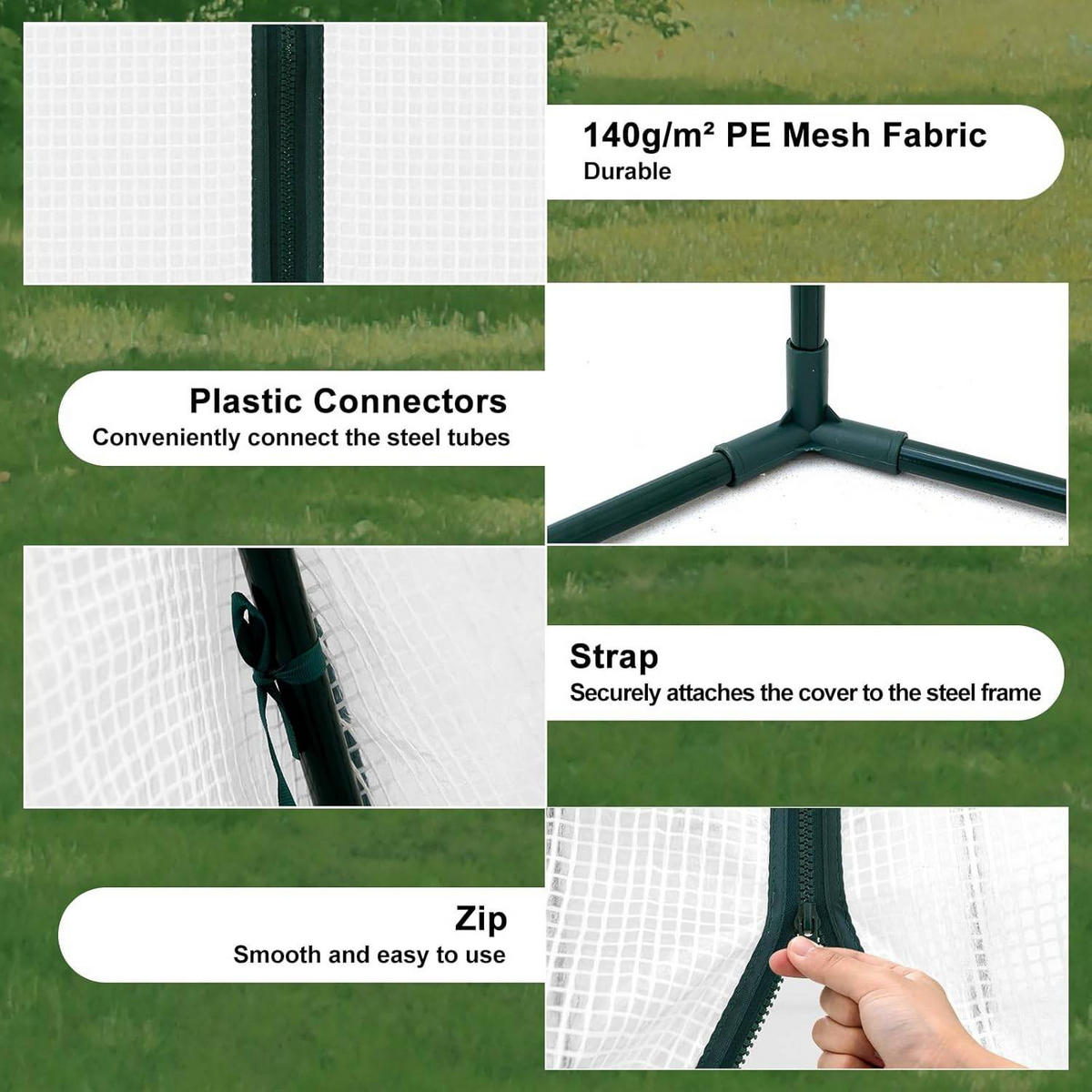 FOLIENGEWÄCHSHAUS, PE-halbdurchsichtiges Tomatengewächshaus - Weiß, Textil/Metall (240/200/200cm) - Woltu