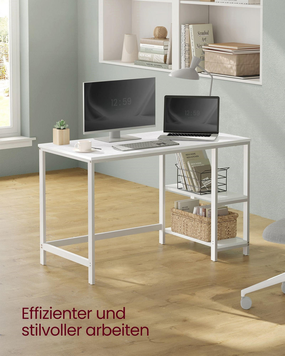 SCHREIBTISCH BAGHDAD - Weiß, Holzwerkstoff (60/120/76cm) - Hansiro