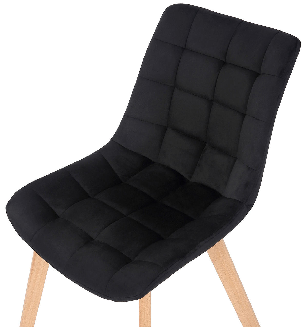 STUHL 2er Set Samt Schwarz - Eukalyptusholzfarben/Schwarz, Holz/Textil (46/82/61cm) - CLP