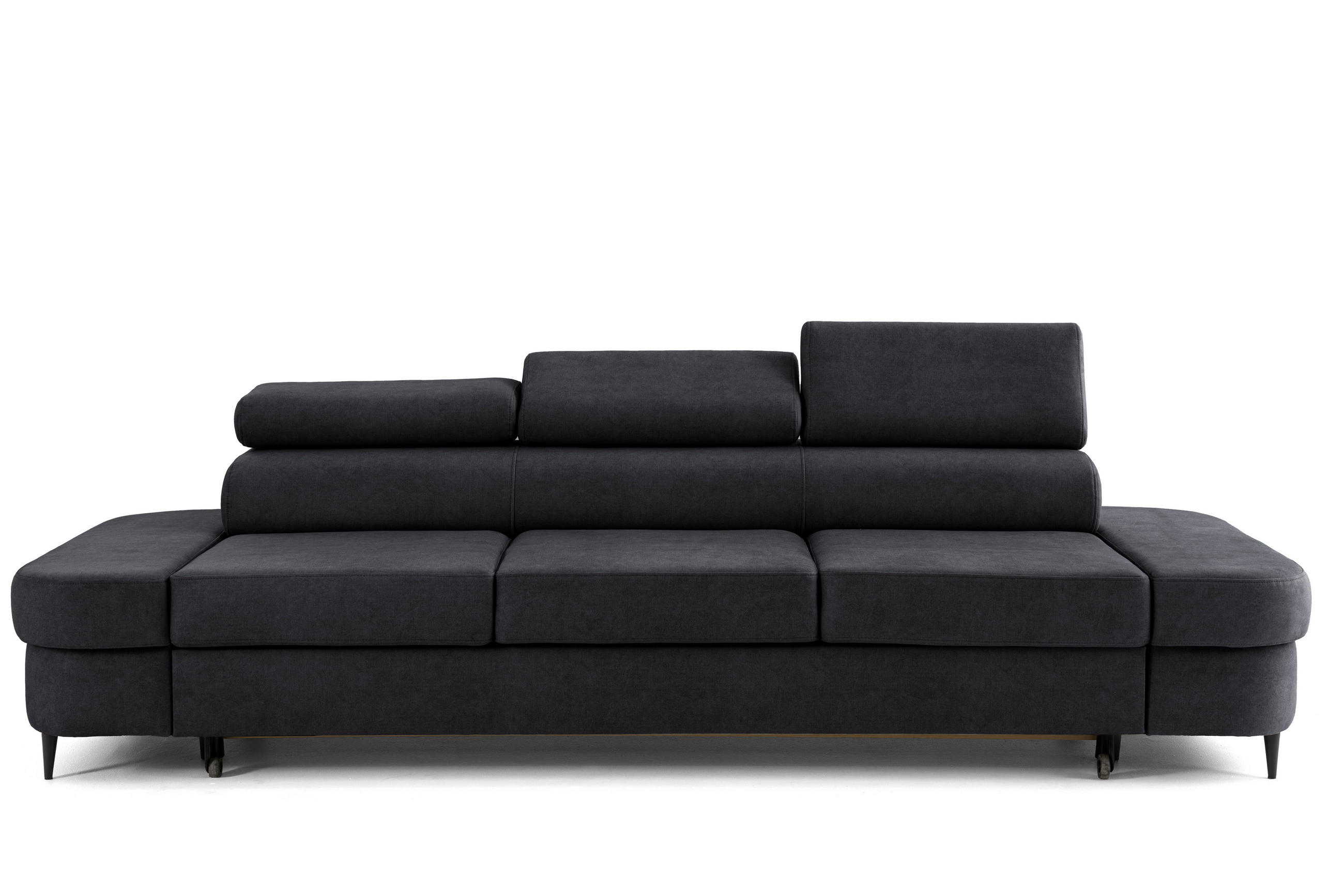 3-SITZER Sofa PRIAM mit Schlaffunktion 125x317 Velours Schwarz - Schwarz, Holz/Textil (278/95/102cm) - Muffo
