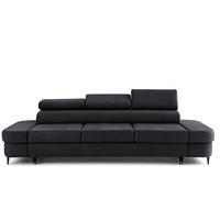 3-SITZER Sofa PRIAM mit Schlaffunktion 125x317 Velours Schwarz - Schwarz, Holz/Textil (278/95/102cm) - Muffo