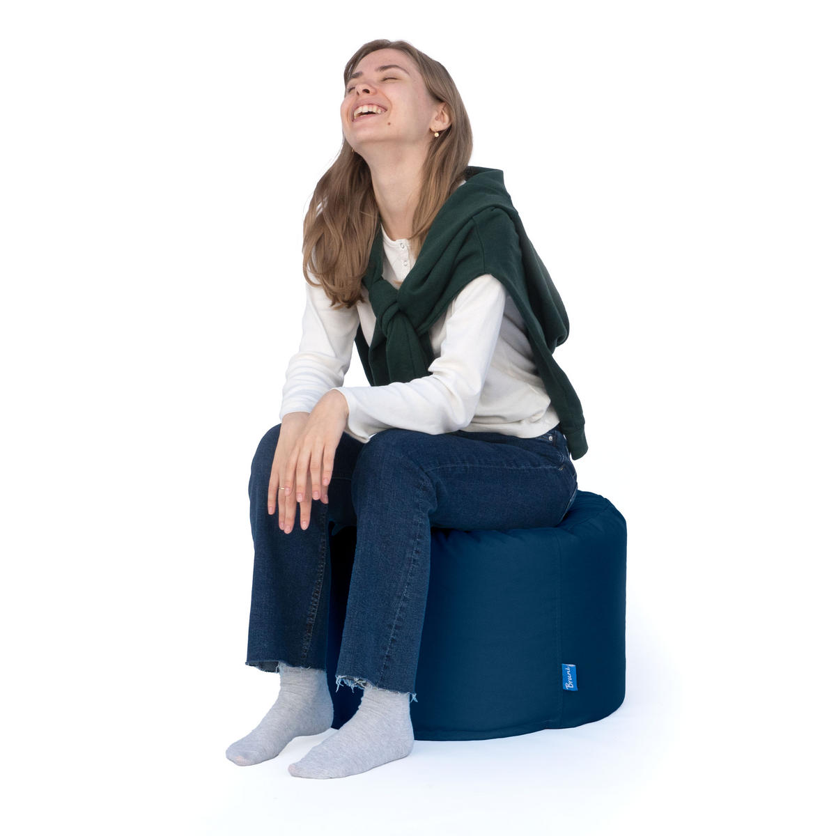 SITZPOUF L blaugrau - Blaugrau, Textil (500/300/500cm) - Bruni
