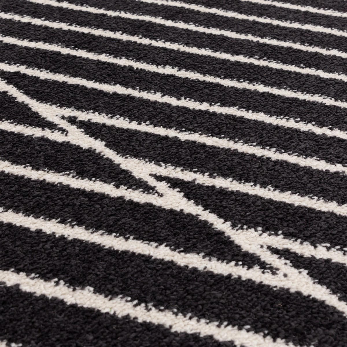 TEPPICH Moderner, flachgewebter für Wohn- und Schlafzimmer LINEN Schwarz 120 x 170 cm - Schwarz, Textil (120/170cm) - Novatrend