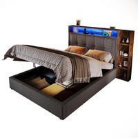 POLSTERBETT 90/200 cm Grau mit LED-Beleuchtung und USB- und Type-C-Anschlüssen - Grau, Textil (90/200cm) - OKWISH