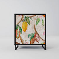 SIDEBOARD COCOA FRUITS, Schwarz, 57,5x42x67,5 cm, Schwarze Metall-Rahmenfüße - Multicolor/Schwarz, Holzwerkstoff/Metall (57.5/67.5/42cm) - SpaceRebels