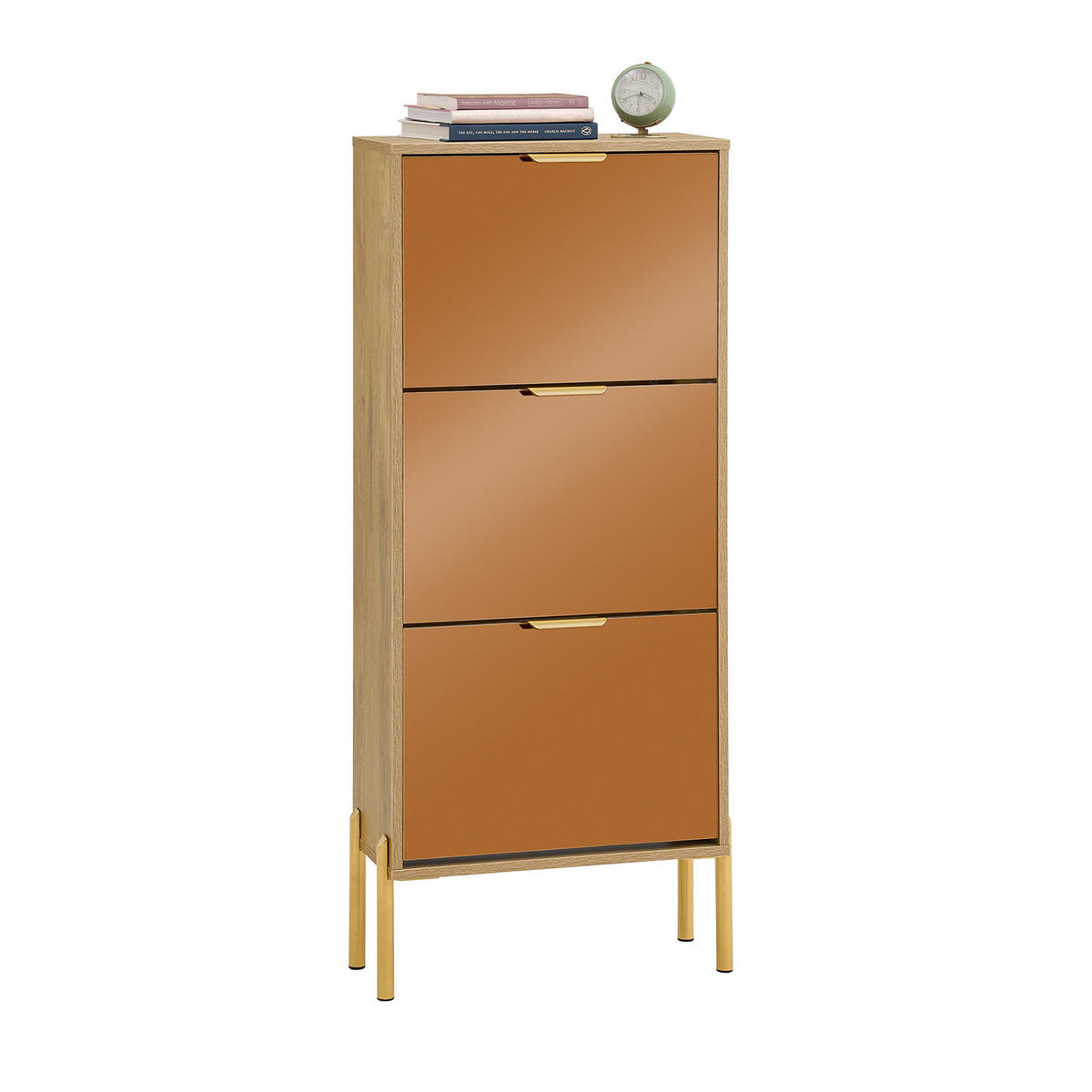 SCHUHKIPPER Gold - Goldfarben, Glas/Holzwerkstoff (55/124/24cm) - SoBuy